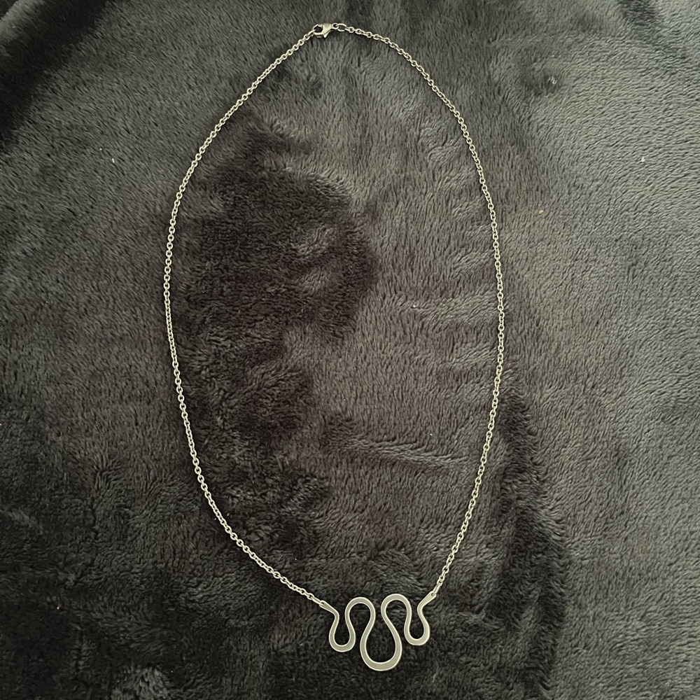 Silver Chain Necklace with Abstract Pendant